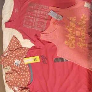Girls bundle, girls four shirt bundle, pink tops, tanks, new with tags. M/L.